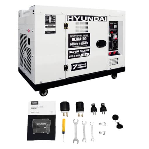 generador estacionario diesel hyundai 9.8kw 17hp ultra100